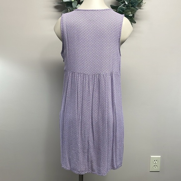 Old Navy Pleated Crepe Purple and White Print Sleeveless Dress S P - Picture 5 of 14
